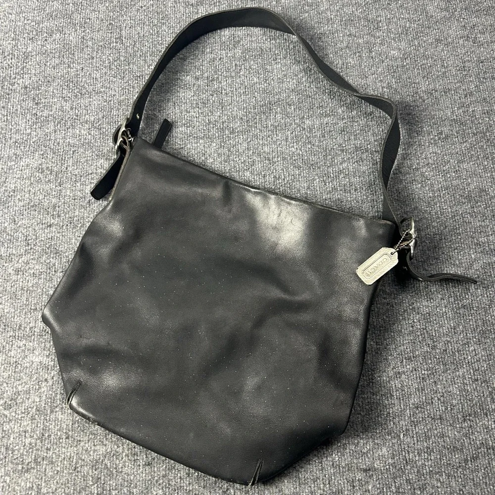 Coach Hobo Bag Womens Large Black Leather Slouchy Shoulder Zip Purse Handbag